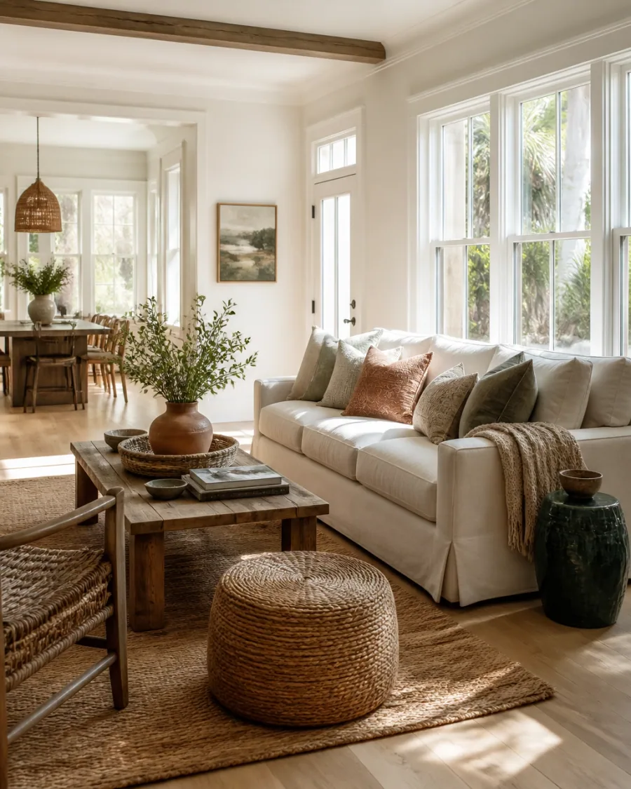 Sunlit, welcoming living room in a comfortable home