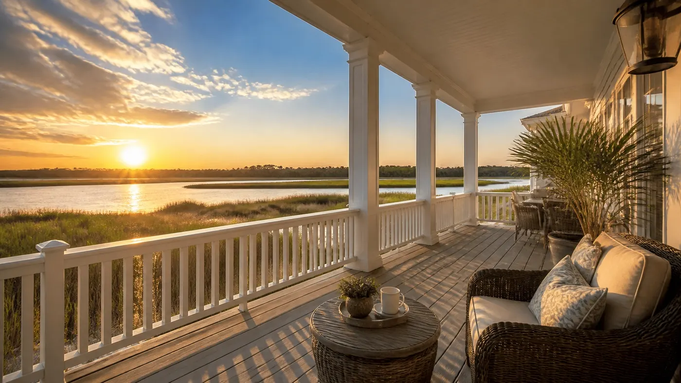 A welcoming, sunlit home exterior representing a fresh start